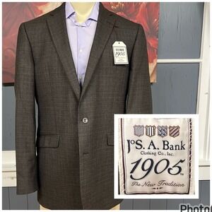 Jos A Bank Suit Top Blazer Jacket Mens 42-Extra Long Tailored Fit Wool Brown